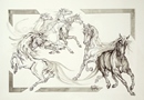 CAVALLI 1 tecnica mista su cartone 50 x 70